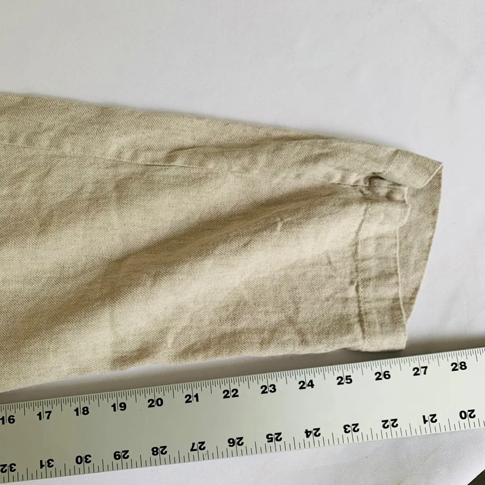 Porter & Ash Linen Blend Pants Men XL Beige Pleated Coastal Resort Quiet Luxury